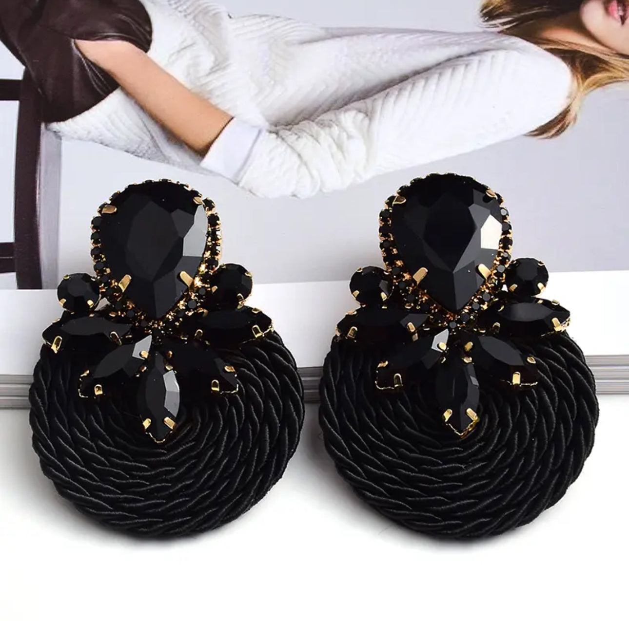 Teardrop Rhinestone Statement Earrings