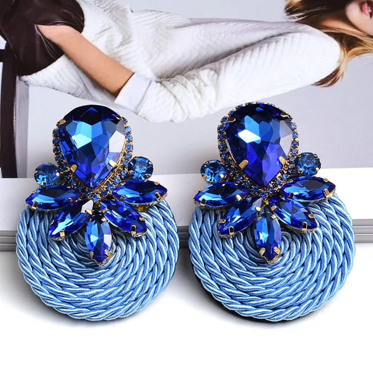 Teardrop Rhinestone Statement Earrings