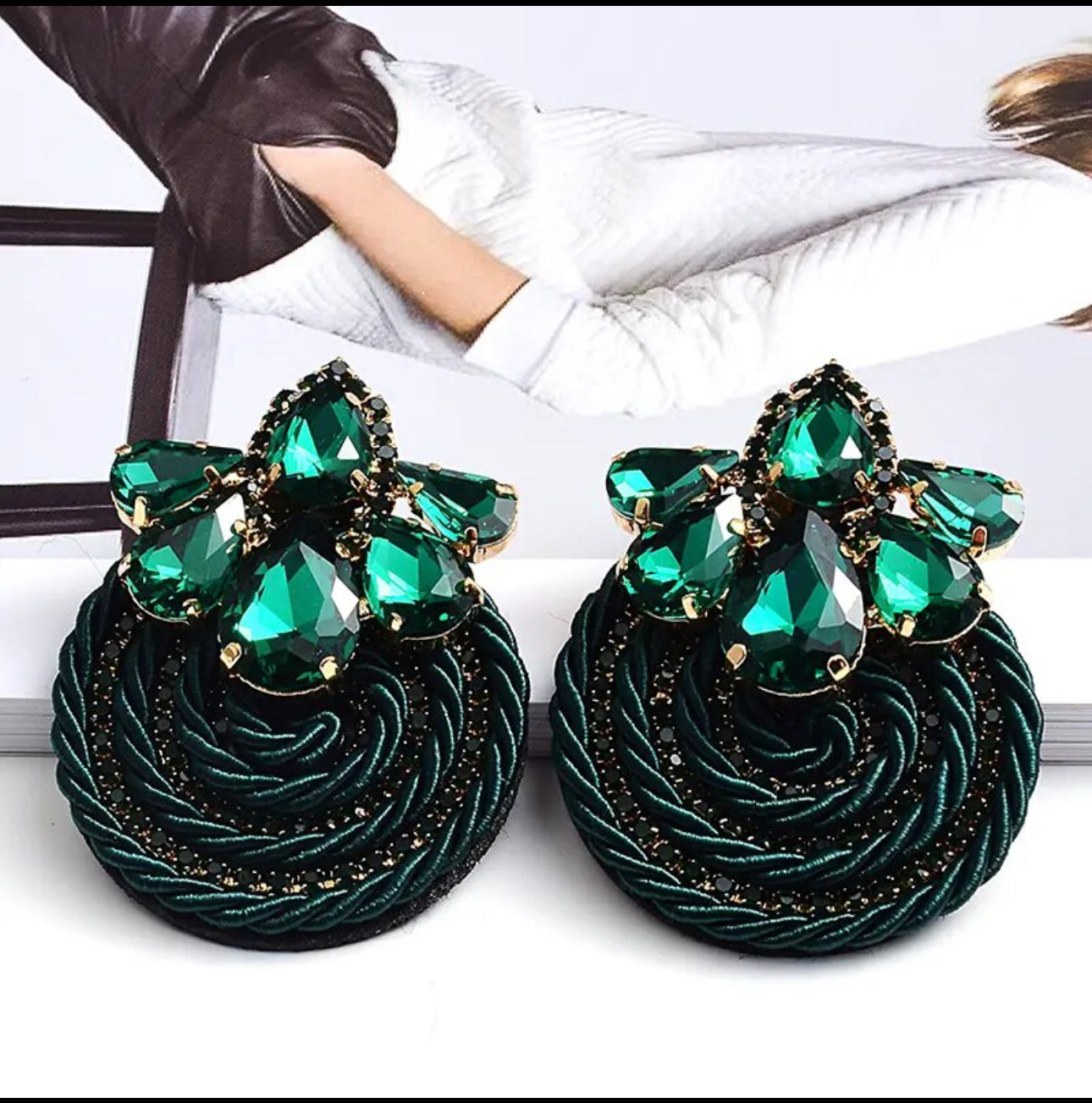 Teardrop Rhinestone Statement Earrings